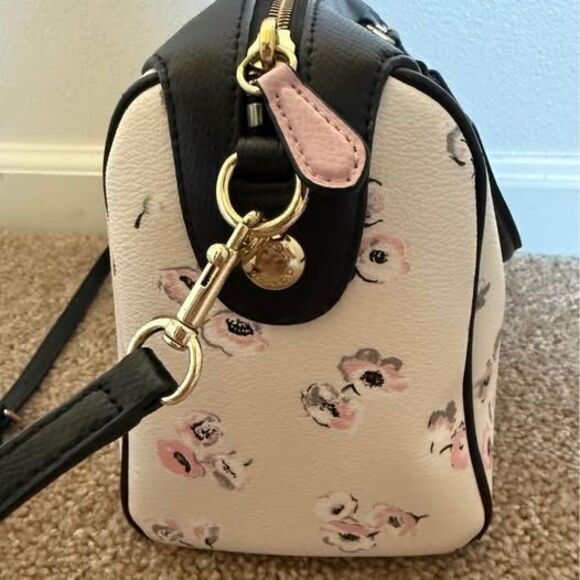 Coach Mini Bennett Satchel Crossbody Bag – Floral Print, Black/Pink, Leather - Picture 8 of 10
